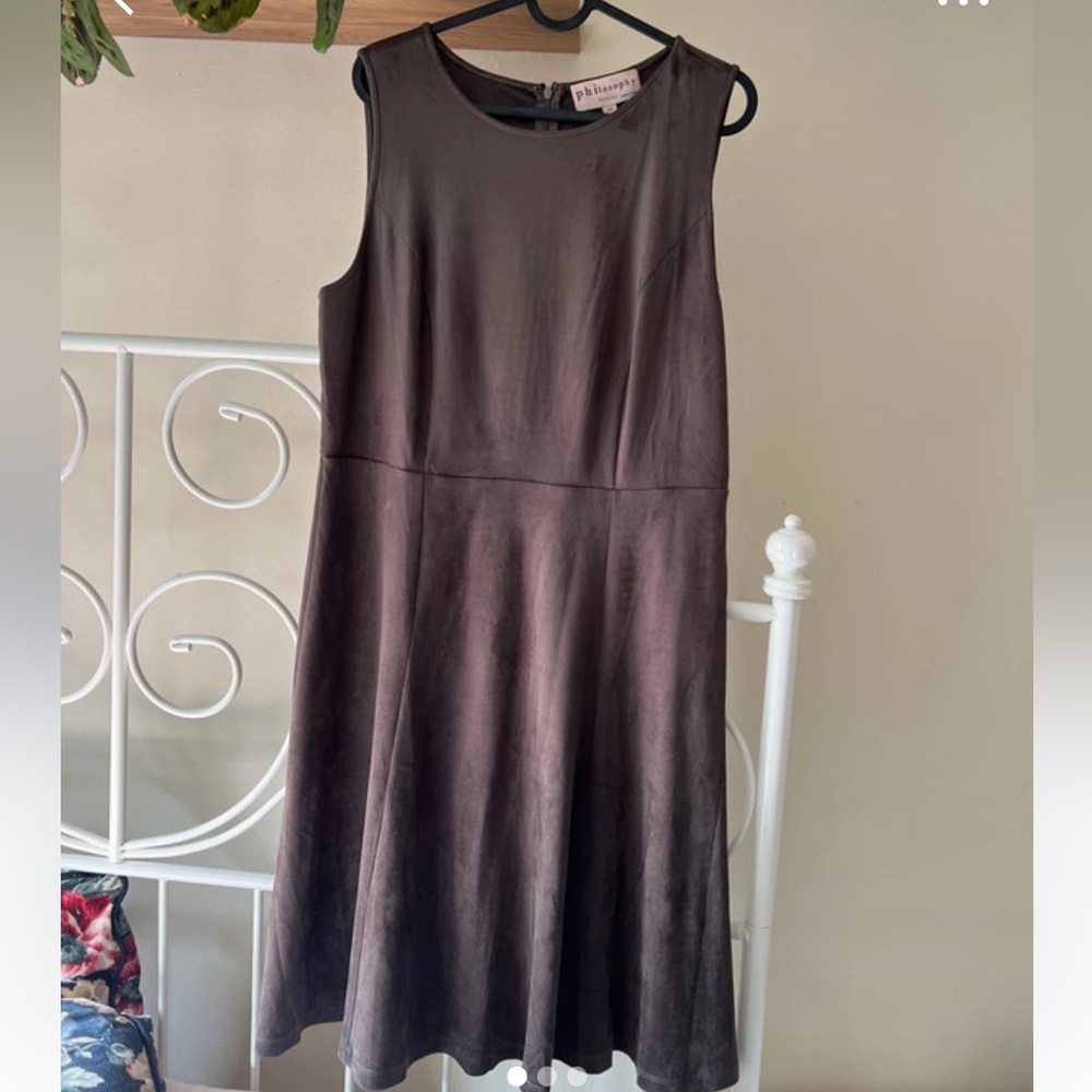 Philosophy Dark Brown Faux Suede A-Line Skirt